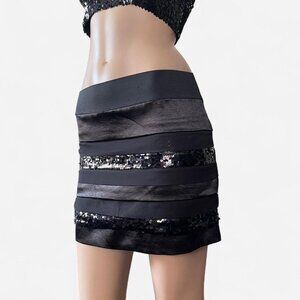 Bebe Vintage Black and silver sequin skirt